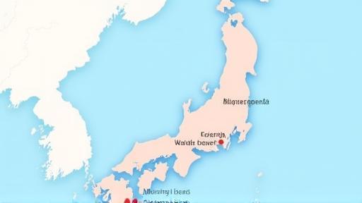 Map highlighting emerging investment regions in Japan